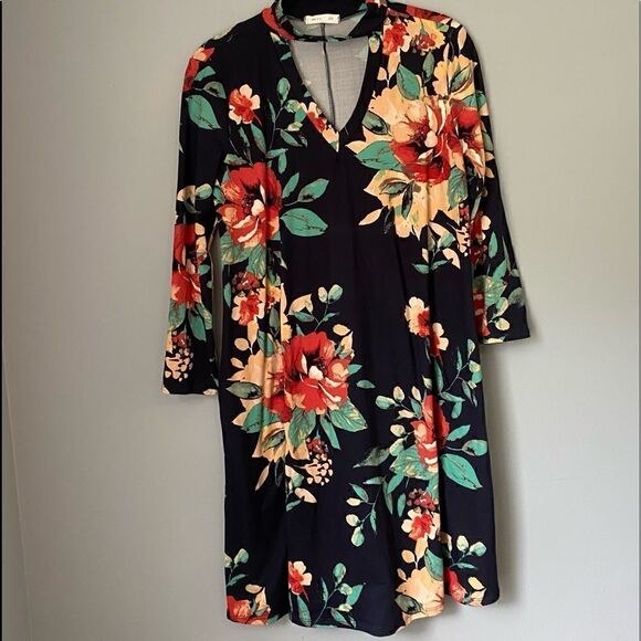 Reb&J Dresses & Skirts - Reb& J Women’s floral printed V-neck tunic dress with pockets casual comfy